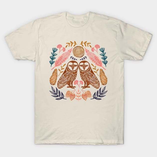 Owl folk art T-Shirt by Papergrape